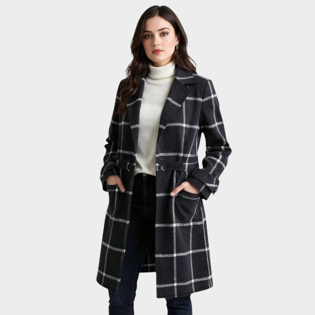 Adriana™ | Abrigo Clásico de Invierno con Estampado de Cuadros