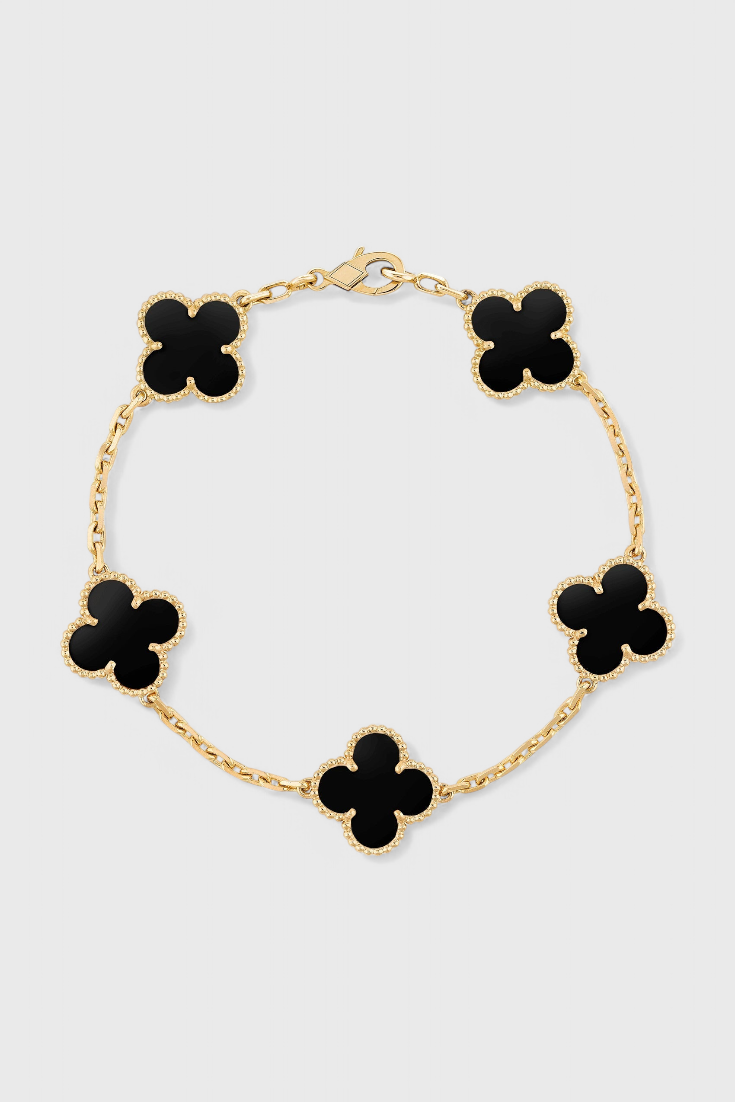 Pulsera con Motivo de Trébol y Elegancia Baño de Oro